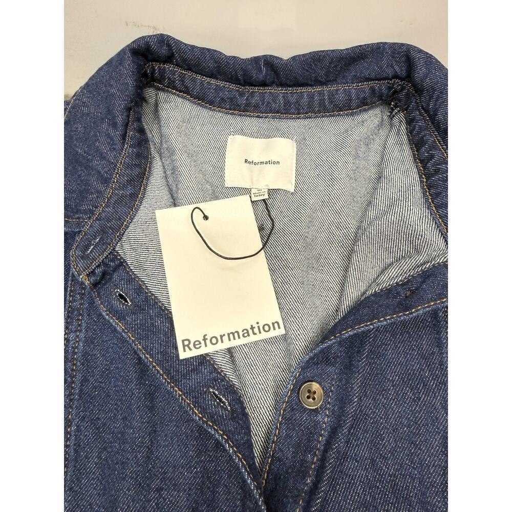NWT Reformation Arella Denim Mini Dress Organic Cotton Sleeveless Size 10 - Picture 8 of 10